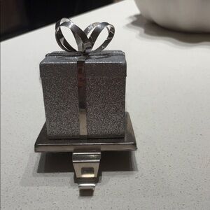 Silver Glitter Gift Box Stocking Holder SET OF 3